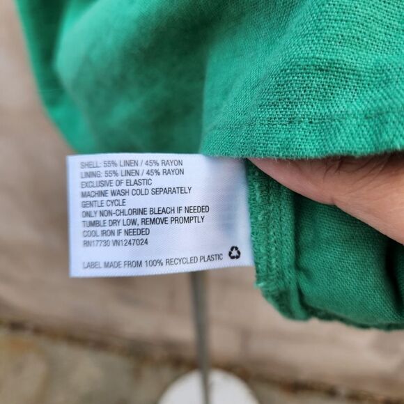 Universal threads green tie front linen blend top - Picture 2 of 5